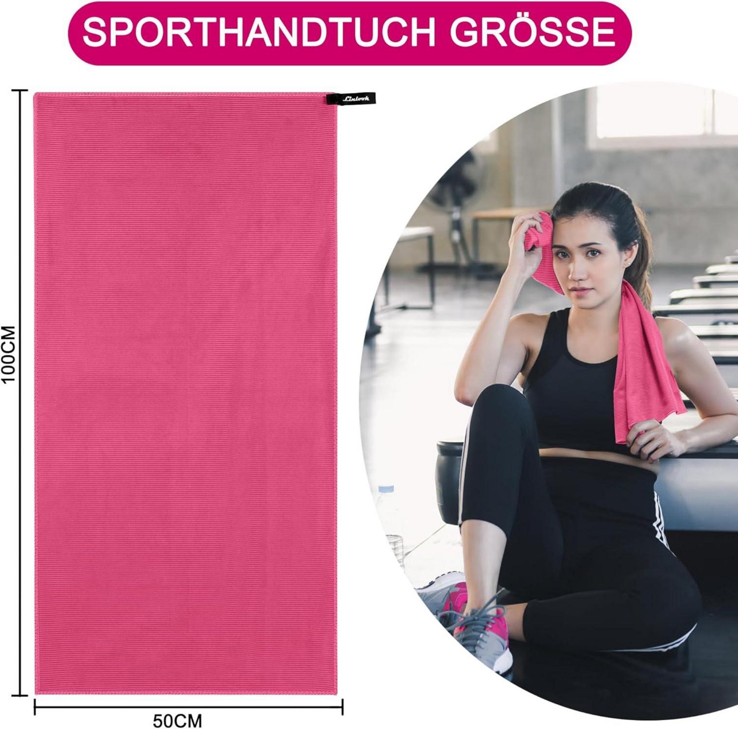 Mikrofaser Handtuch Set Fitness Sport Camping 100x50cm 3 Stück Rosa