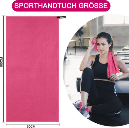 Mikrofaser Handtuch Set Fitness Sport Camping 100x50cm 3 Stück Rosa