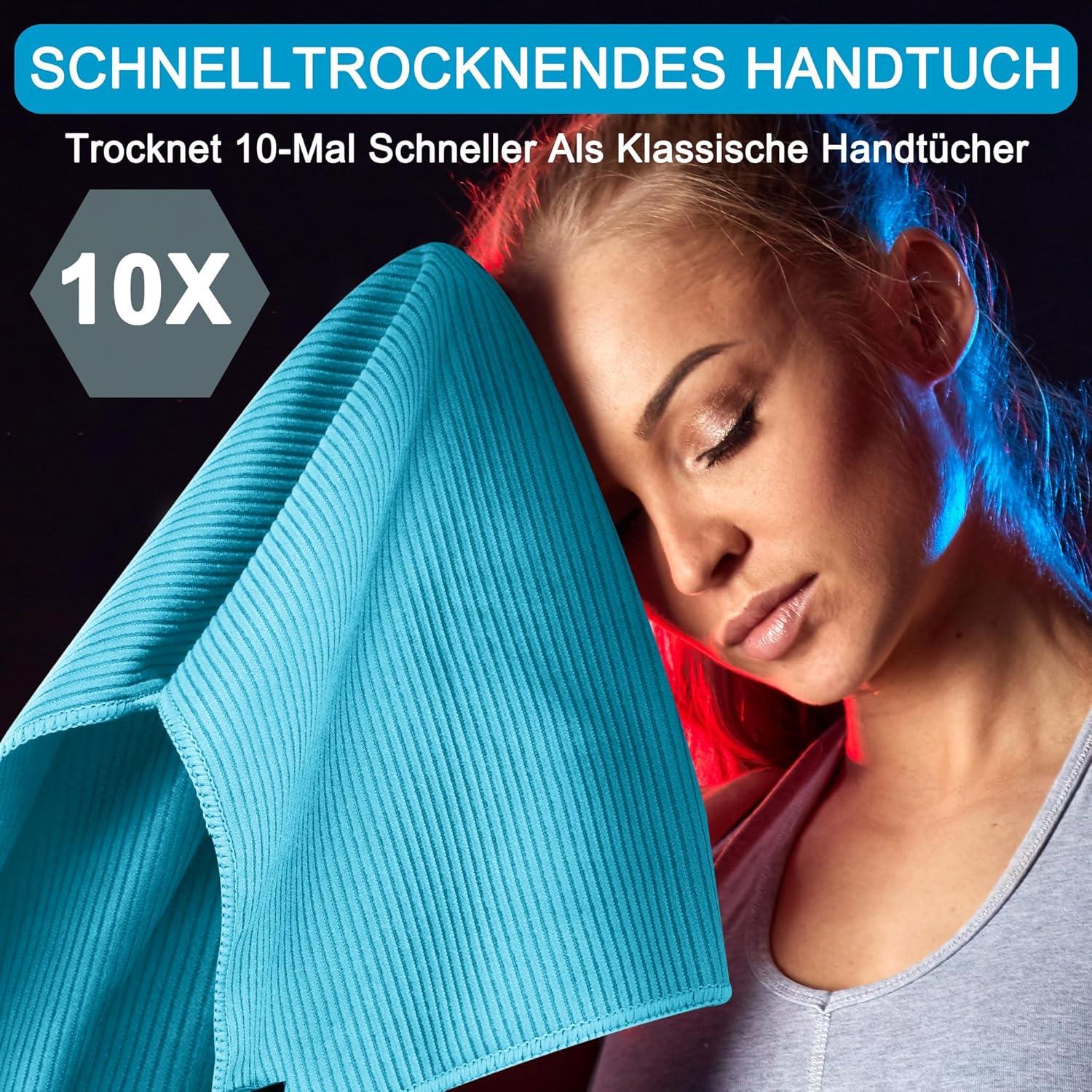 Mikrofaser Handtuch Set Schnelltrocknend Kompakt Rutschfest 100x50cm