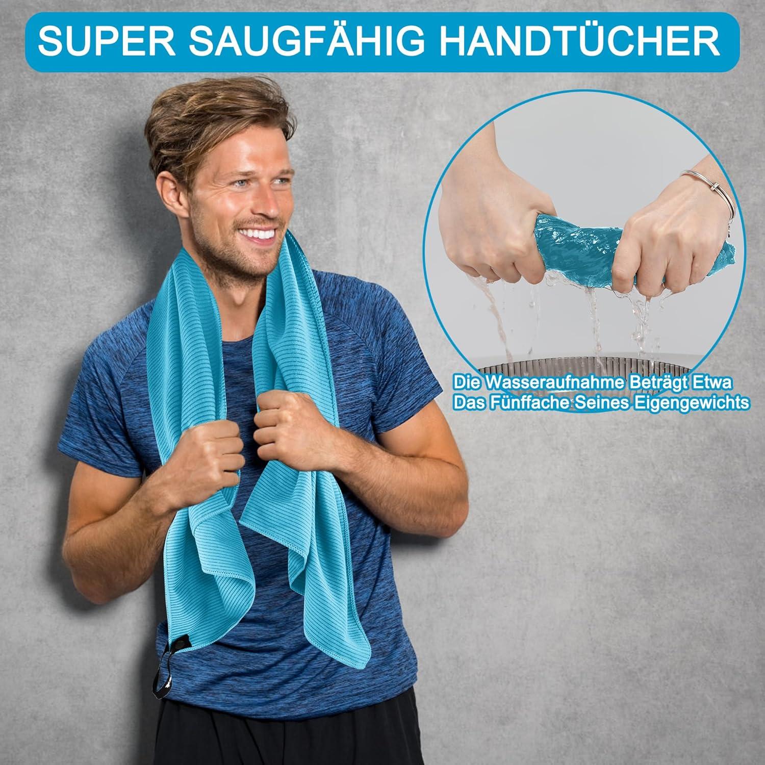 Linlook Mikrofaser Handtuch Set 100x50cm 3 Stück Himmelblau