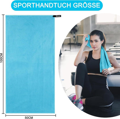 Mikrofaser Handtuch Set Fitness Sport Wandern Camping Reise 100x50cm 3
