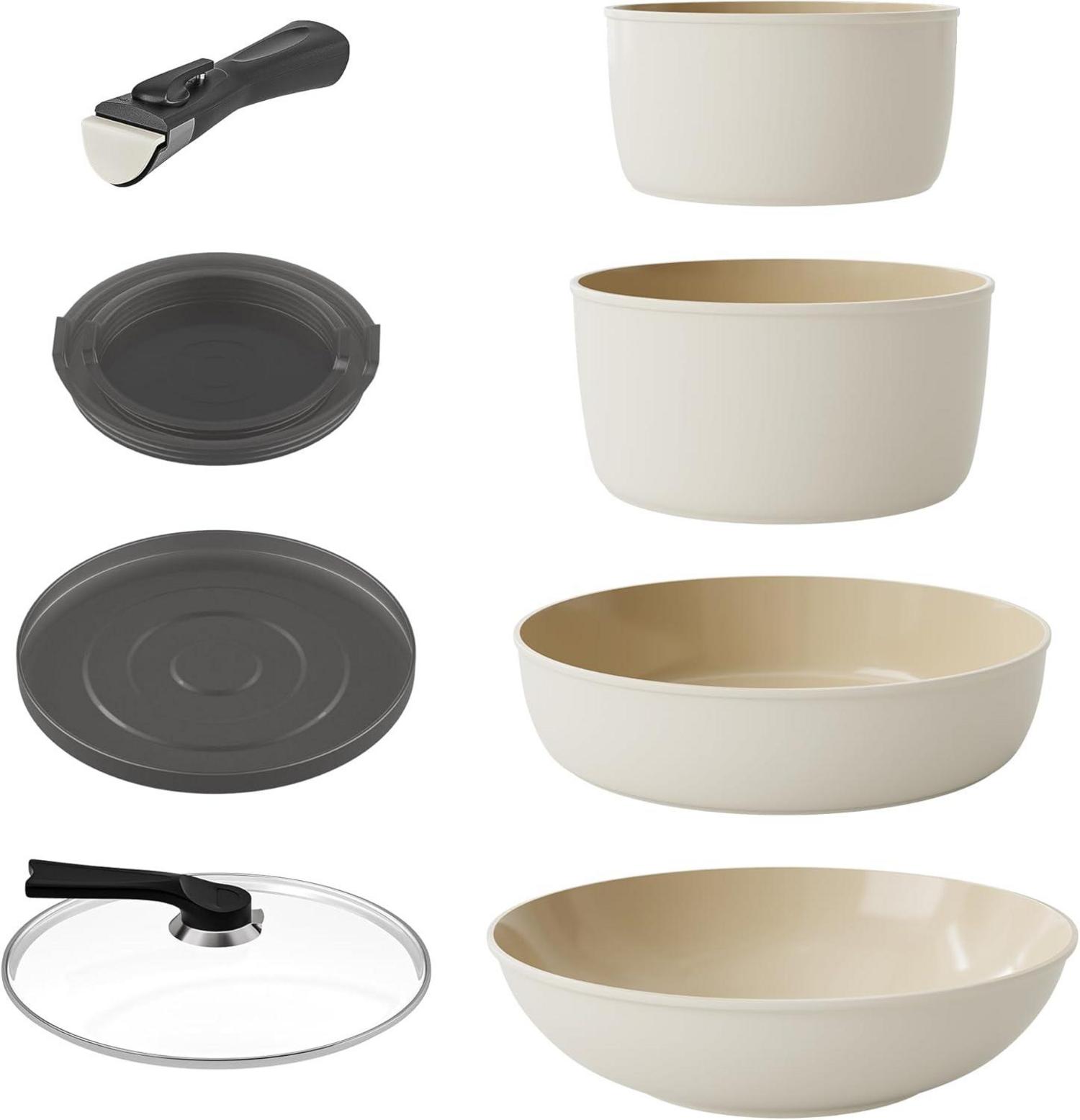 Keramik Induktion Topf Pfannen Set abnehmbaren Griffen Deckeln