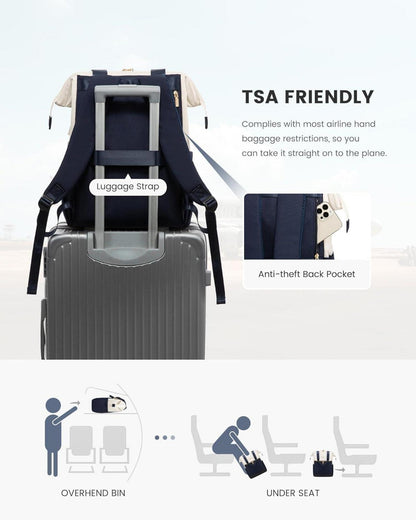 Damen Rucksack Blau 15,6 Zoll Laptopfach Schulrucksack Wasserdicht Uni Büro