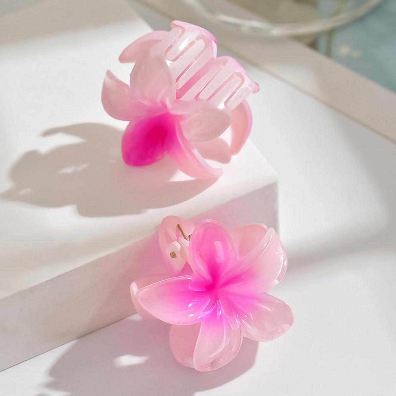 6er Set Blumen Haarklammern 4cm Acryl Haarspangen rutschfest Clips