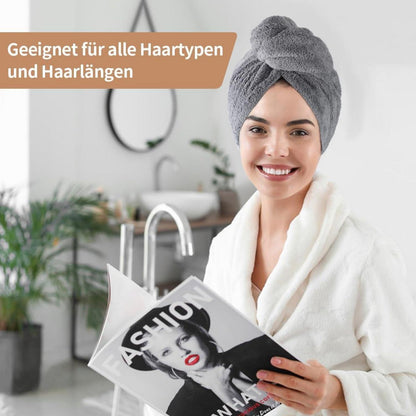 3er Pack Haarturban Mikrofaser 30x70cm Dunkelgrau saugfähig schnelltrocknend