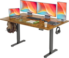 Höhenverstellbarer Schreibtisch Kabelmanagement Vintage Braun 160x80cm