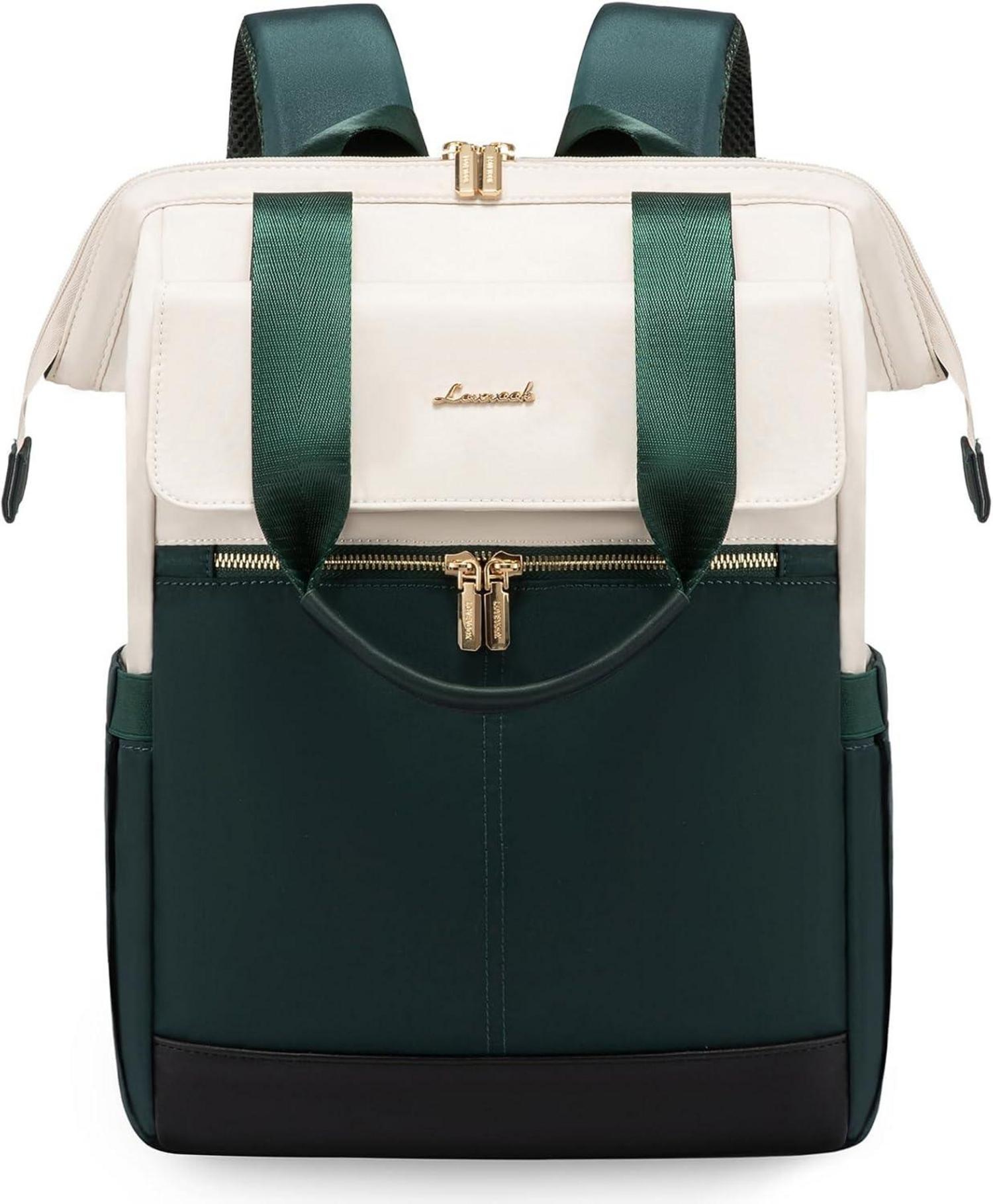 Grüner Damen Laptop Rucksack 15,6 Zoll Tagesrucksack 2 in 1