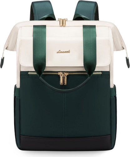 Grüner Damen Laptop Rucksack 15,6 Zoll Tagesrucksack 2 in 1