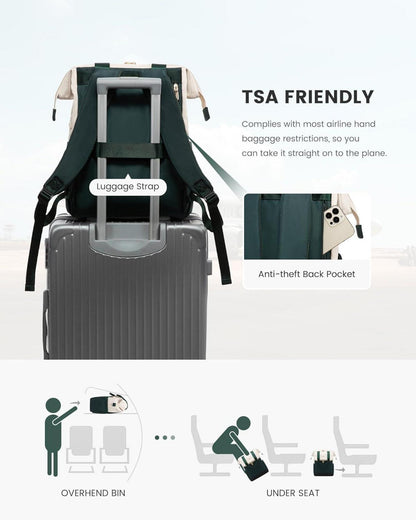 Rucksack Damen Grün 15,6 Zoll Laptop Handtasche 2in1 Arbeit Uni Büro