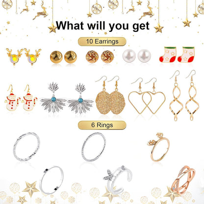 Adventskalender 2024 Frauen Mädchen Retro Grün Schmuck