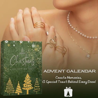 Adventskalender 2024 Frauen Mädchen Schmuck Retro Grün festlich