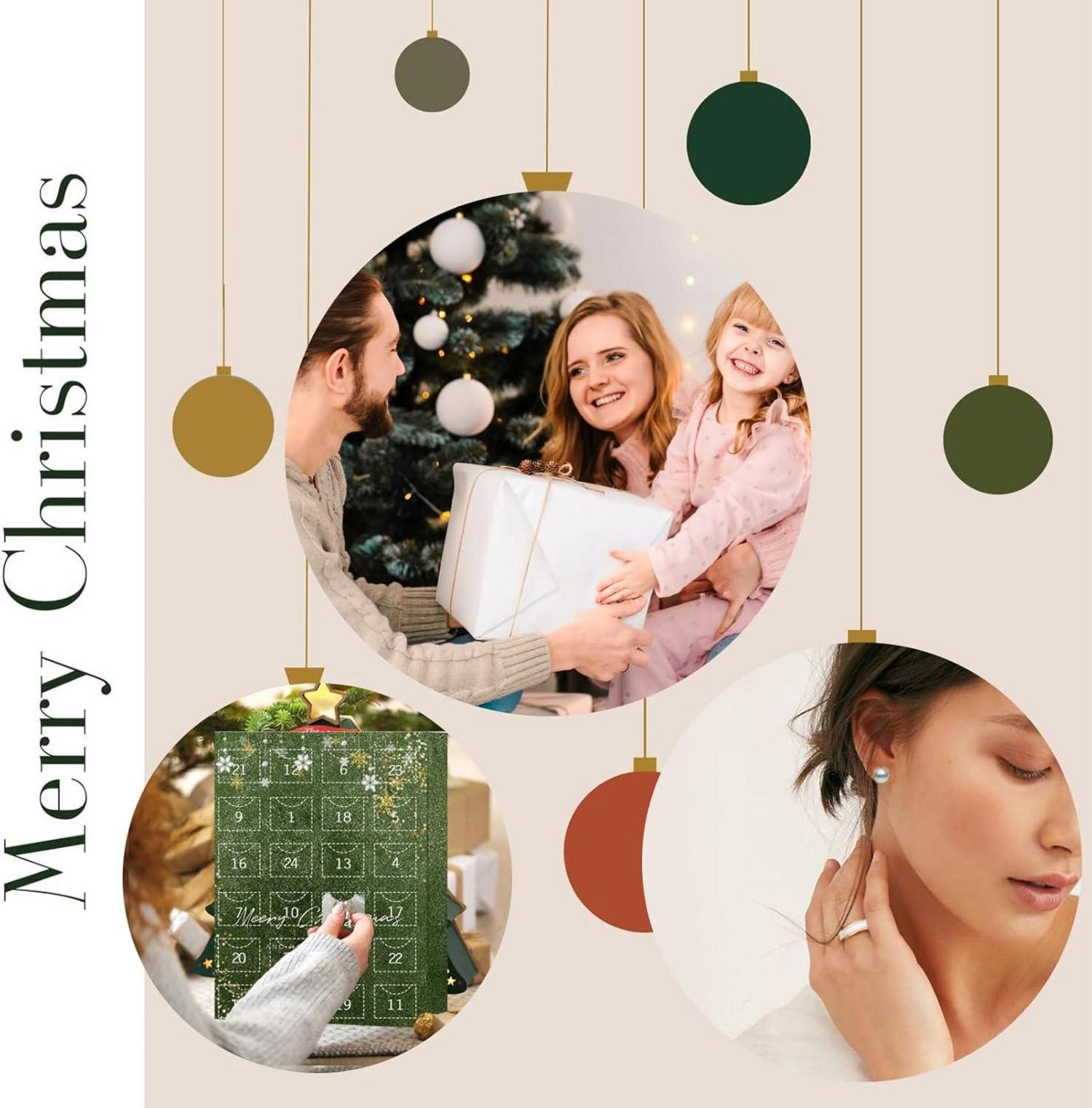 Adventskalender 2024 Frauen Mädchen Schmuck Weihnachtskalender Retro