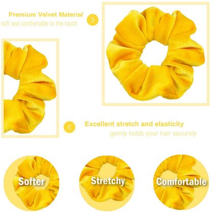 VENUSTE Gelbe Samt-Haargummis, 12er Pack - Premium-Qualität