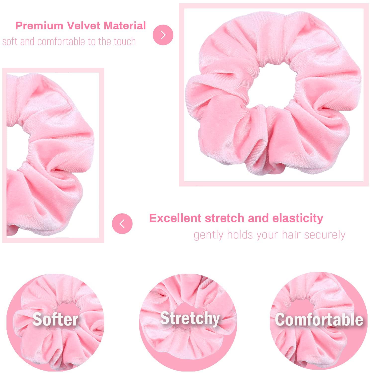 Rosa Premium Samt Haargummis für Damen und Mädchen, 12 Stück