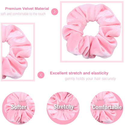 Rosa Premium Samt Haargummis für Damen und Mädchen, 12 Stück