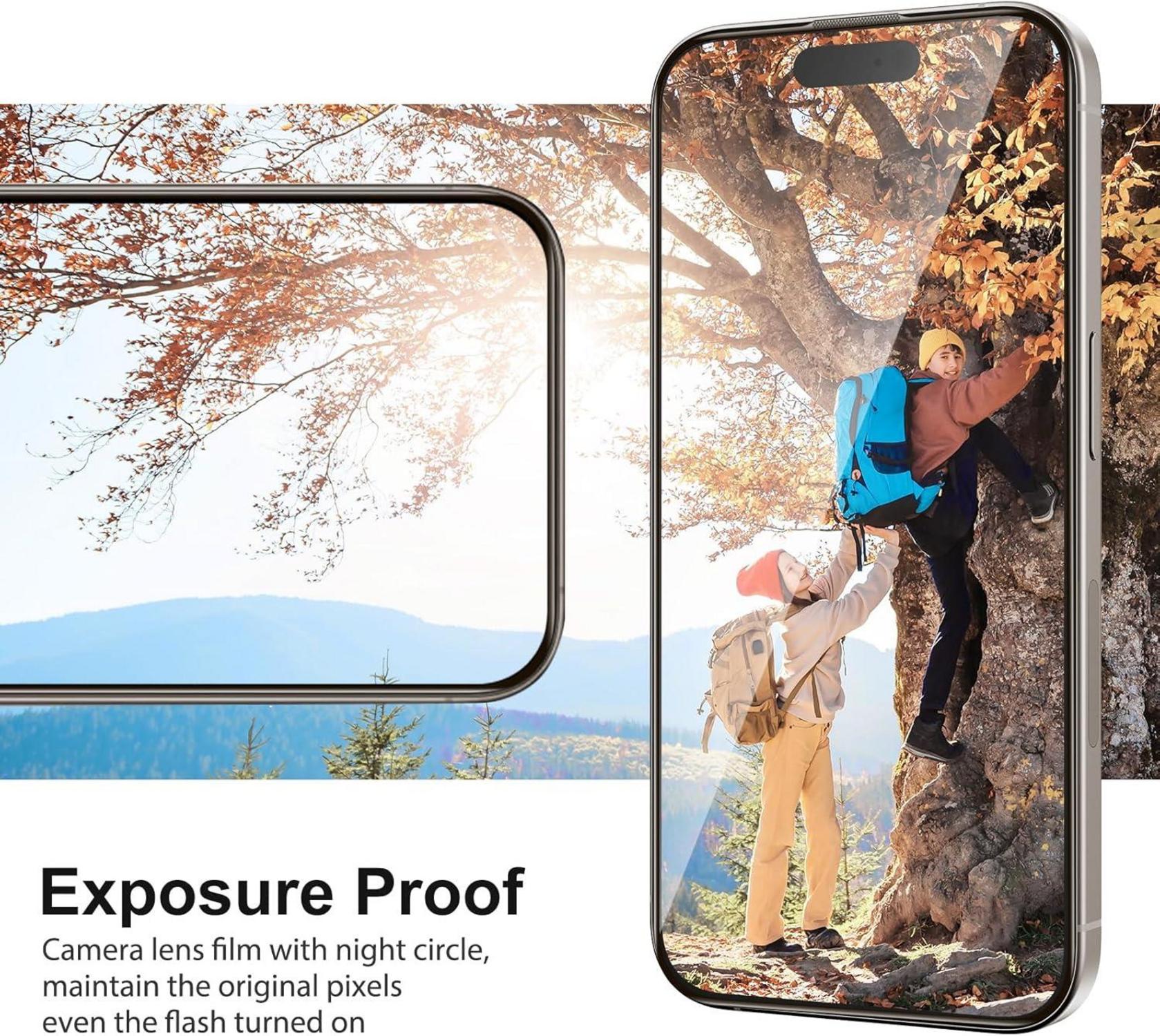 SPARIN iPhone 16 Pro Panzerglas 3D Full Screen Kamera Schutzfolie 2+2 Stück 9H HärteAnti-Kratzerl Keine Blasen HD-Klar 6.3 Zoll