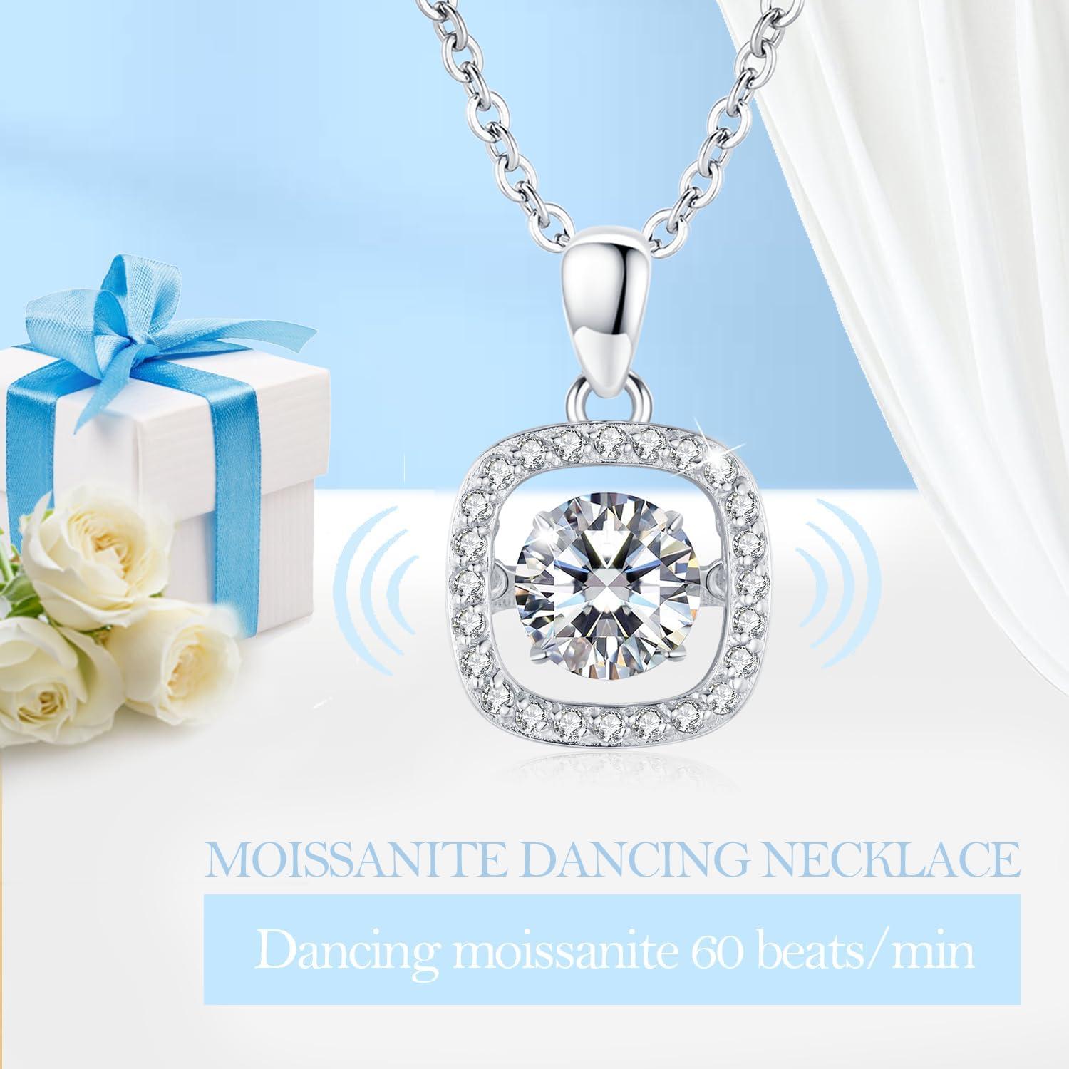 Moissanit Halskette Damen 925 Silber VVS1 Anhänger 1 Karat