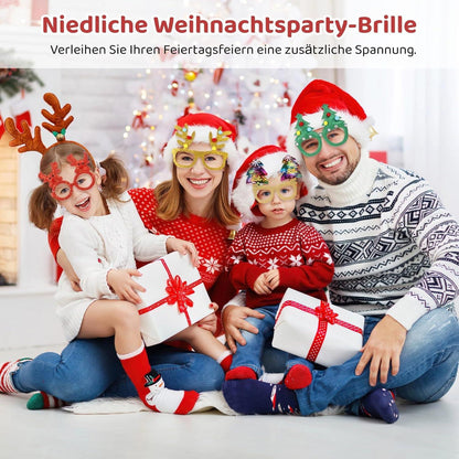 12er Set Weihnachts Partybrillen für Erwachsene und Kinder