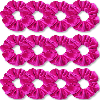 Premium Samt Haargummis 12er Set für Damen und Mädchen, einfarbig