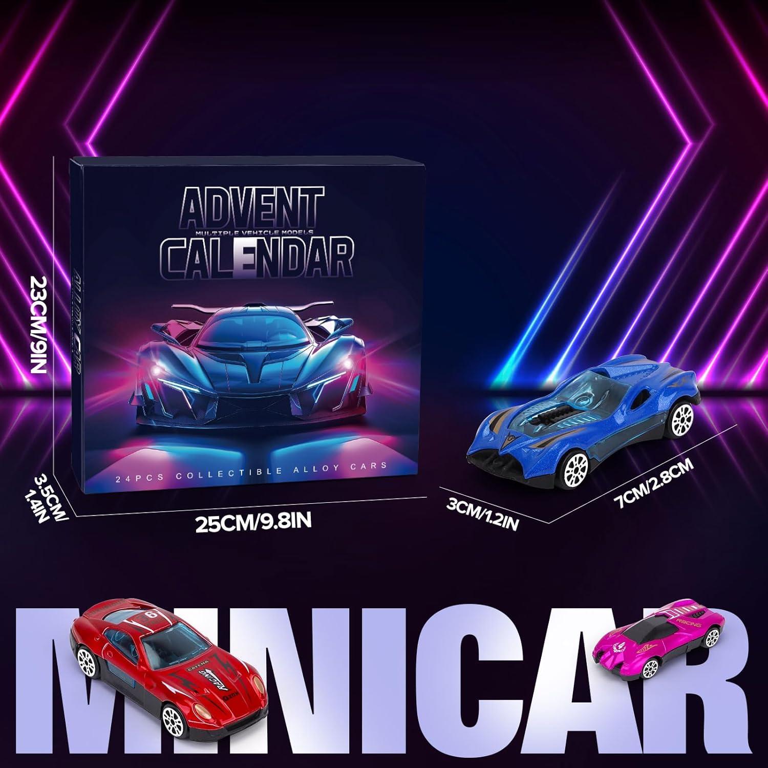 24-tägiger Adventskalender 2024 für Kinder: Alloy Racing Car Spielzeug