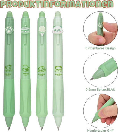 DealKits Radierbarer Kugelschreiber 4er Set Panda Eiscreme Kuchen