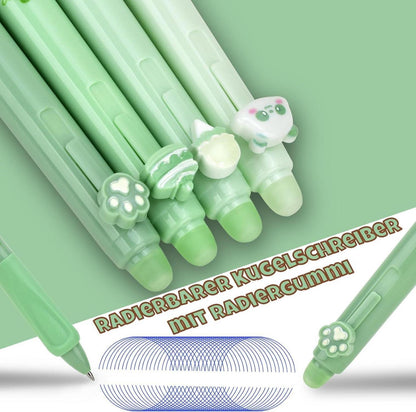 DealKits Radierbarer Kugelschreiber 4er Set Blau 0,5mm Spitze Panda Eiscreme Kuchen