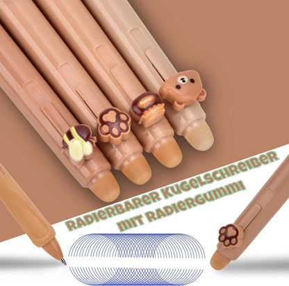 DealKits Radierbarer Kugelschreiber Set Blau Spitze 0,5 mm - 4 Stück