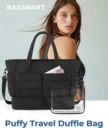 BAGSMART Damen Reisetasche Groß 38L Sporttasche Schwarz mit