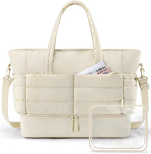 Weekender Damen Reisetasche 38l Sporttasche mit Schuhfach, Beige