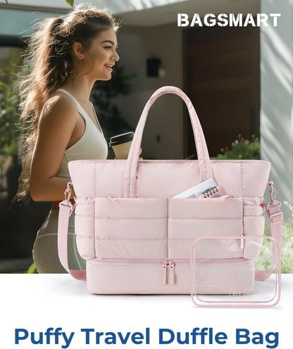 Sportliche Damen Weekender Reisetasche mit Schuhfach 38l Rosa