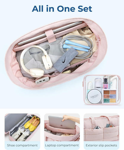 Damen Reisetasche Weekender 38l mit Schuhfach, Wasserabweisend, Rosa