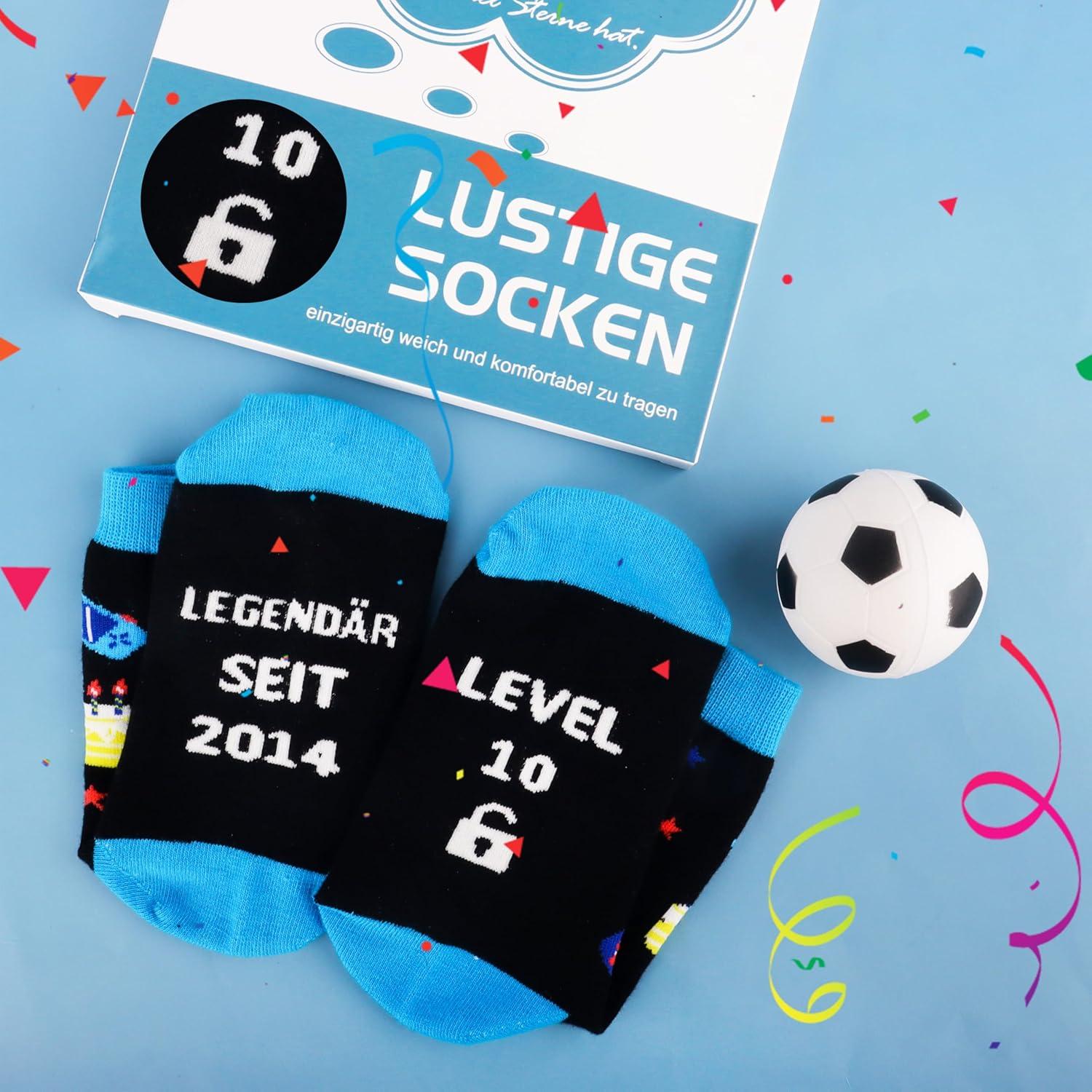 Jeasona Geschenk Jungen 10 Jahre Geburtstag Socken Blau