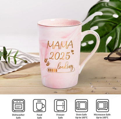 Kaffeetasse Mama Loading 2025 400ml Rosa Geschenk Schwangere Frauen