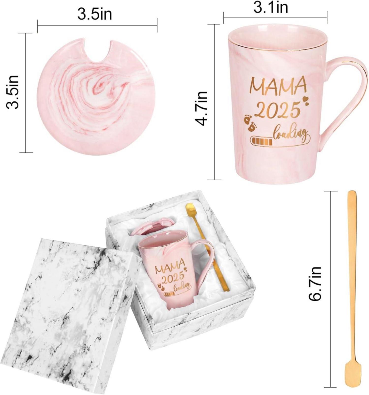 Marmor Kaffeetasse 400ml Rosa Geschenk werdende Mama Loading 2025