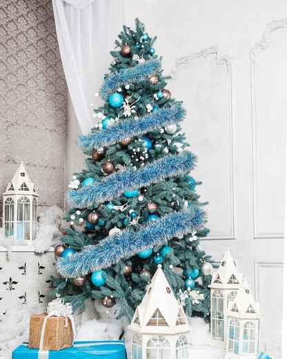 Weihnachtsgirlande blau-weiß Lametta 6m für Fest Dekoration