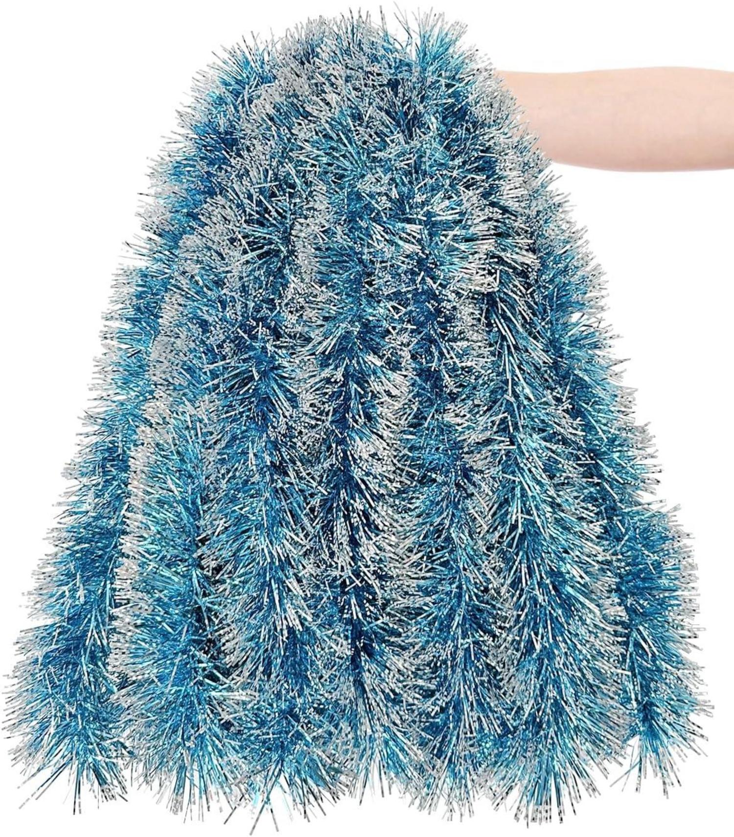 6m Blaue Lametta Weihnachtsgirlande - Festliche Dekoration