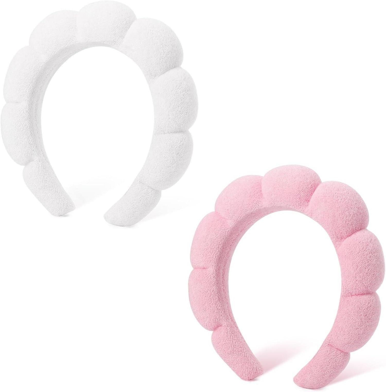 Spa-Stirnband Damen Schwamm Makeup Hautpflege 2er Set Wolken Frottee