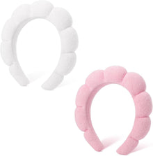 Spa-Stirnband Damen Schwamm Makeup Hautpflege 2er Set Wolken Frottee