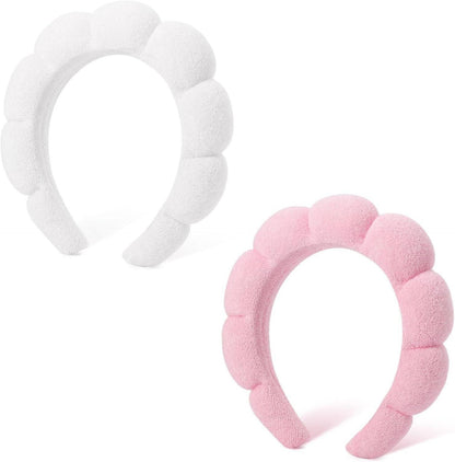 Spa-Stirnband Damen Schwamm Makeup Hautpflege 2er Set Wolken Frottee