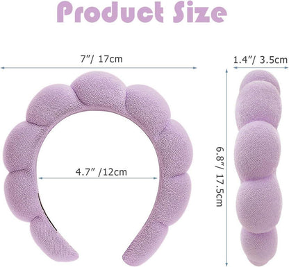 2er Pack Spa-Stirnband Damen Schwamm Wolken Frottee Schwarz/Lila