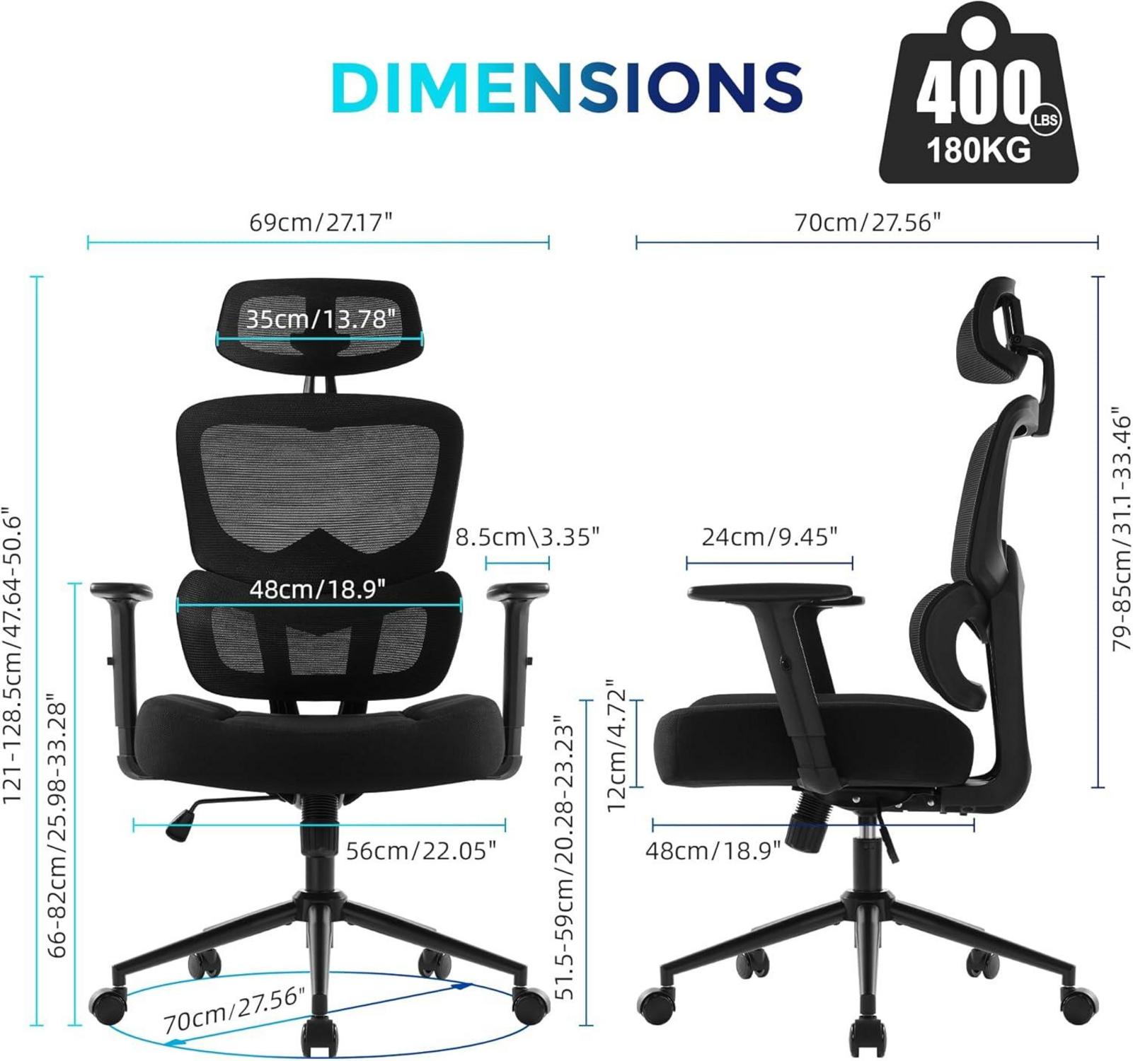 Ergonomischer Bürostuhl mit Memory-Schaumstoff und 500 Pfund Tragkraft