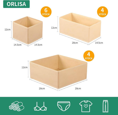 Schubladen Organizer für Malm Kommode - 14-teilig - Beige
