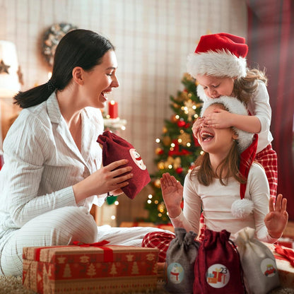 Kiaitre Adventskalender zum Befüllen Stoff 24 Jutesäckchen