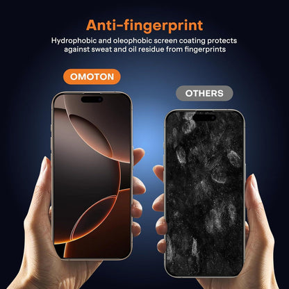 OMOTON Panzerglas für iPhone 16 Pro Max, 9H Härte, Bläschenfrei, Kameraschutz, 3D-Vollbildschutz