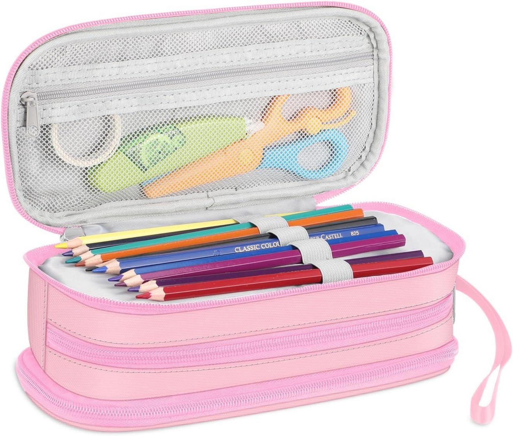 Großes Federmäppchen mit 3 Fächern Stiftetasche Schlamperbox