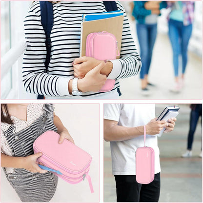 Federmäppchen mit 3 Fächern - Große Kapazität Stiftetasche Rosa