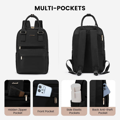 Moderne LOVEVOOK Schulrucksack Mädchen 14 Zoll Laptop Schwarz