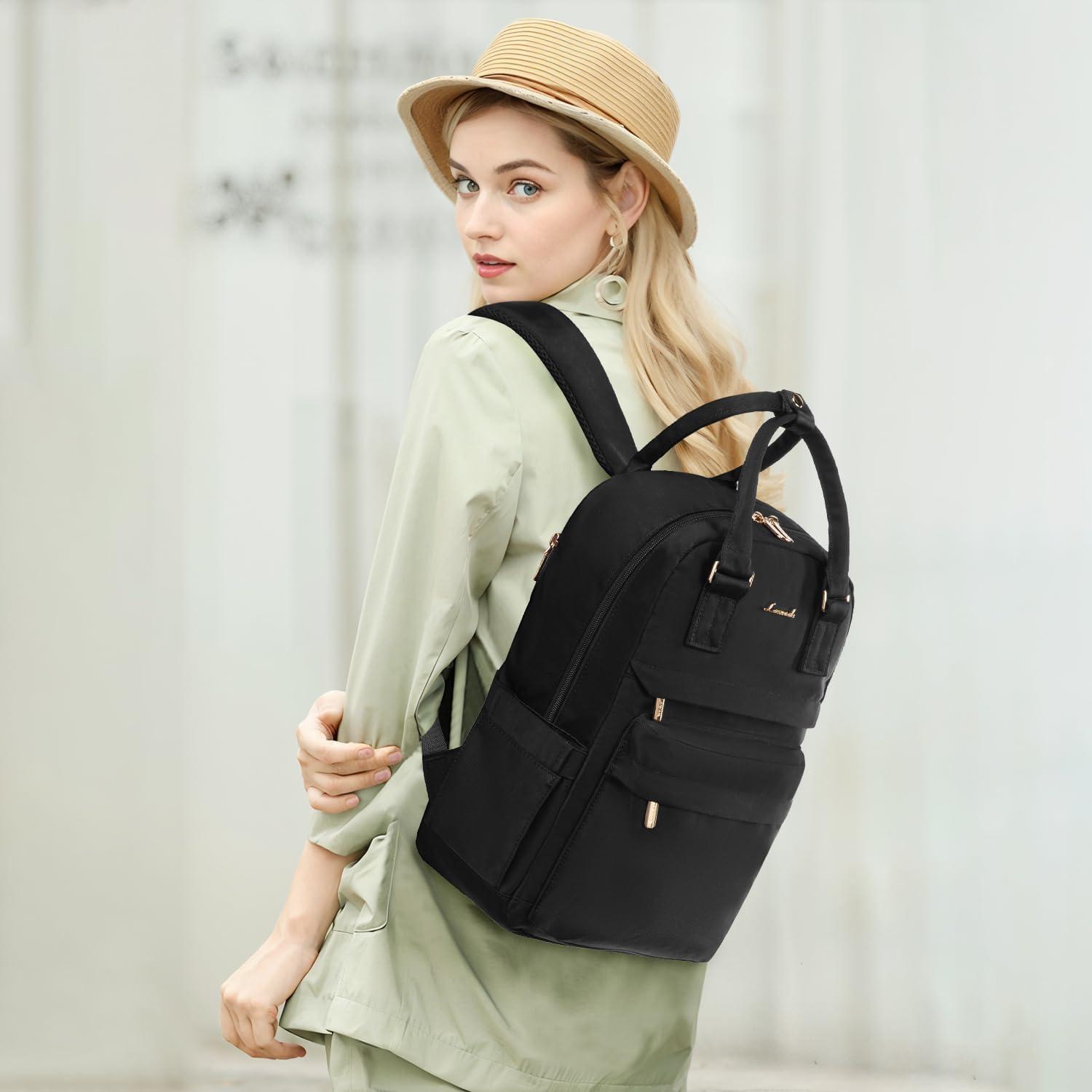 Schulrucksack Mädchen 14 Zoll Laptop Rucksack wasserdicht Schwarz