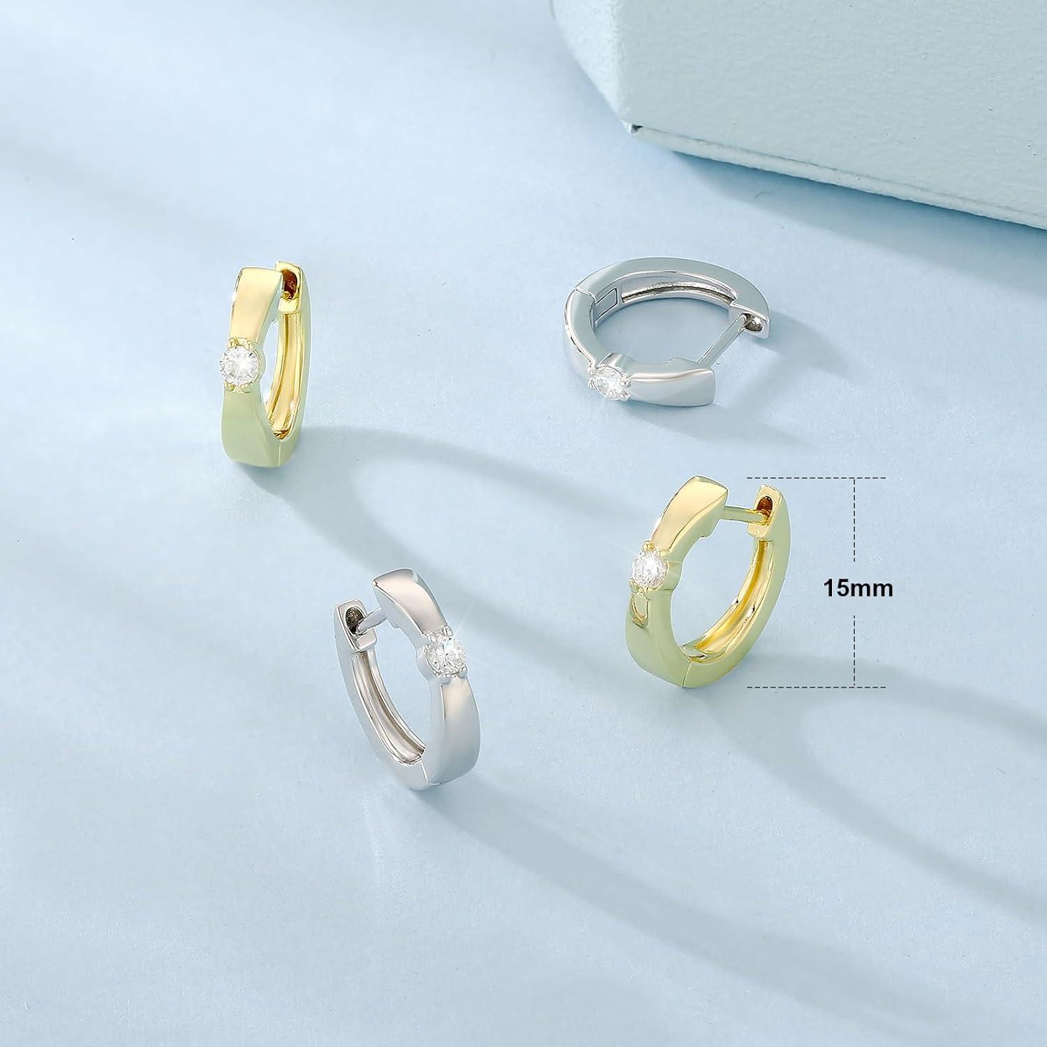 Silber 925 Damen Creolen Ohrringe Moissanite Zirkonia Gold