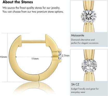 Silber Creolen Damen mit Moissanite Stein hypoallergen Design